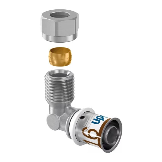Uponor S-press Plus 10cu Albue Med Utvendig Gjenge 16mm-3 8 Tommer Uponor S-press Plus 10cu Albue Med Utvendig Gjenge 16mm-3 8 Tommer