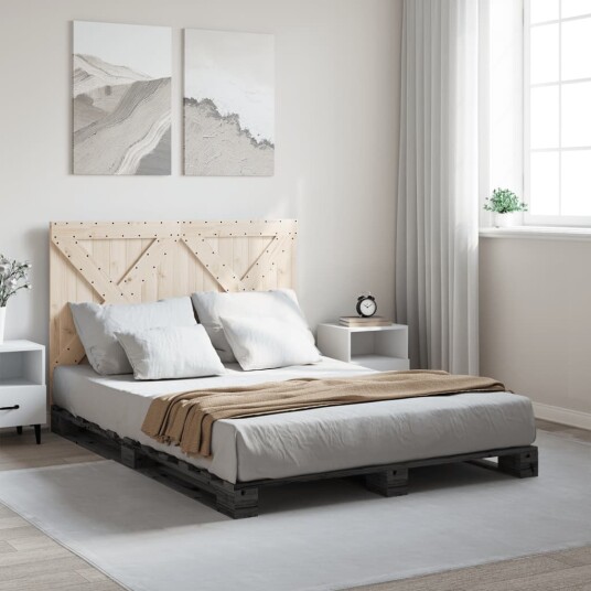  Sengeramme med hodegavl grå 140x200 cm heltre furu 3281582