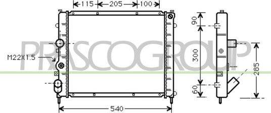 PRASCO RN916R010 Radiator motorkjøling PRASCO RN916R010 Radiator motorkjøling