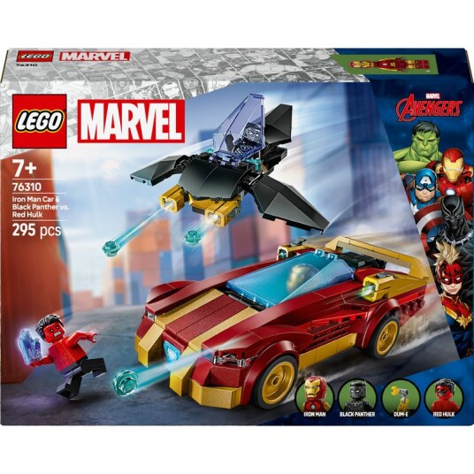 LEGO Marvel Iron Man-bil og Black Panther mot Red Hulk 76310
