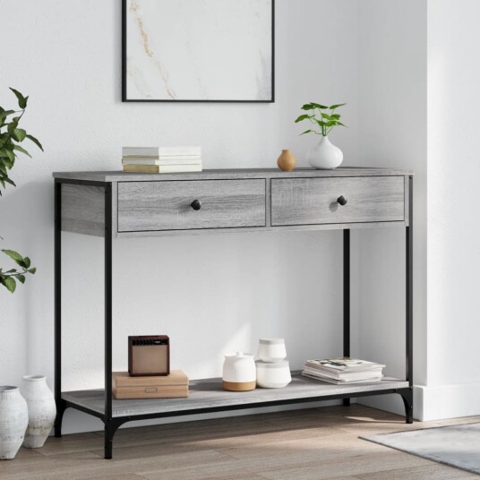 Konsollbord grå sonoma 100x34,5x75 cm konstruert tre 8720845421243