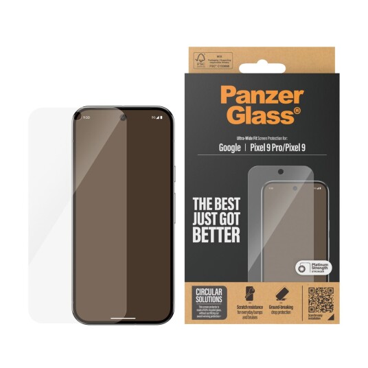 Panzerglass Ultra-Wide Fit Skjermbeskytter for Google Pixel 9/9 Pro - Høy Kvalitet, Vann- og Støtbestandig