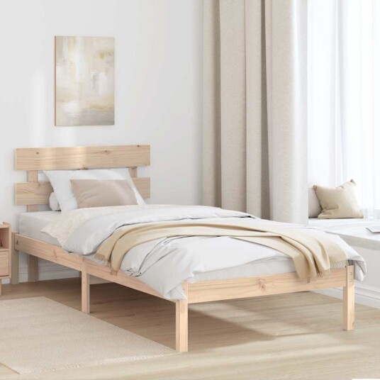 Sengestamme med hodegjerde Brun 90 x 190 cm Massivt furutre