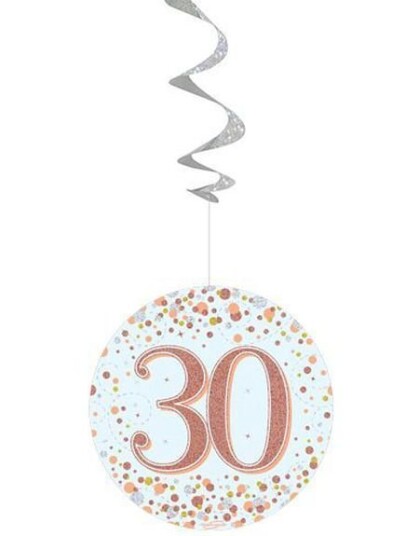 6 stk 30 Års Bursdag Rosegull Holografiske Swirls