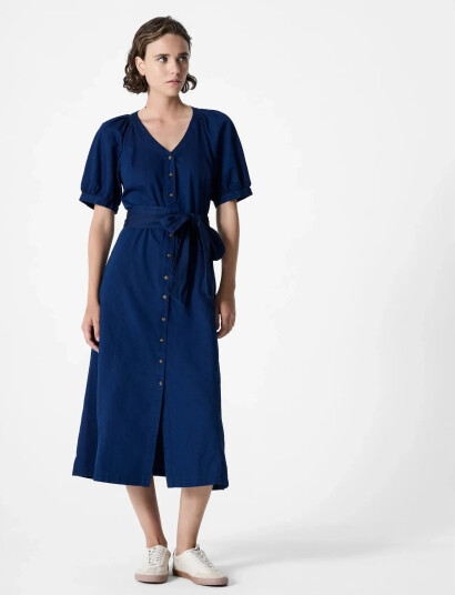 French Connection Zaves Chambray Ss Dress Navy 38 French Connection Zaves Chambray Ss Dress Navy 38