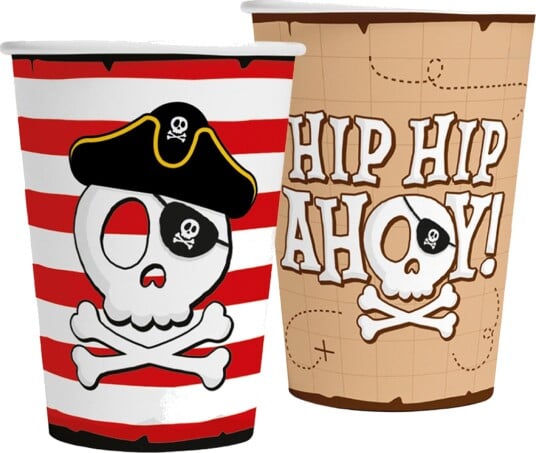 Globos Europe Pappkopper Pirat Hip Hip Ahoy 8-pakning 6547