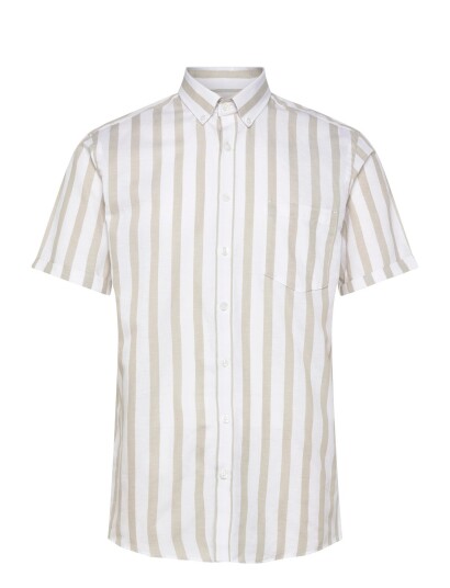 Lindbergh Striped Cotton/Linen Shirt S/Sstriped Cotton/Linen Shirt S/S   Multi/patterned   M