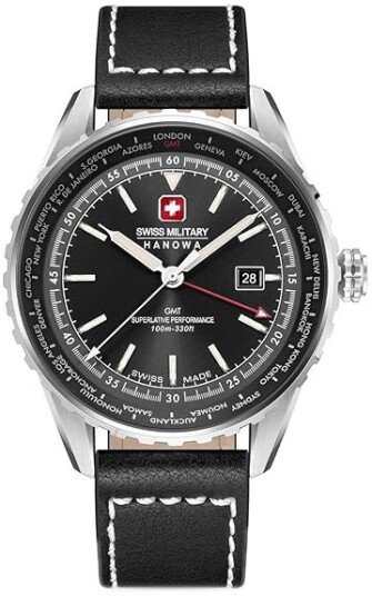 Swiss Military Hanowa Herreklokke SMWGB0003201 Hanowa Sort/Lær Ø44