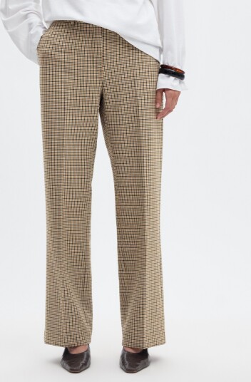 Selected Femme Rita Mid Waist Wide Pant Check Brun 40/32