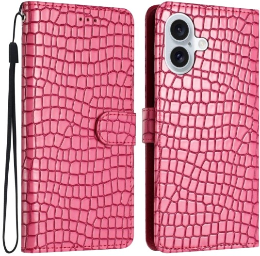 Trolsk Lommebokdeksel Krokodillemønster (iPhone 16) Rosa