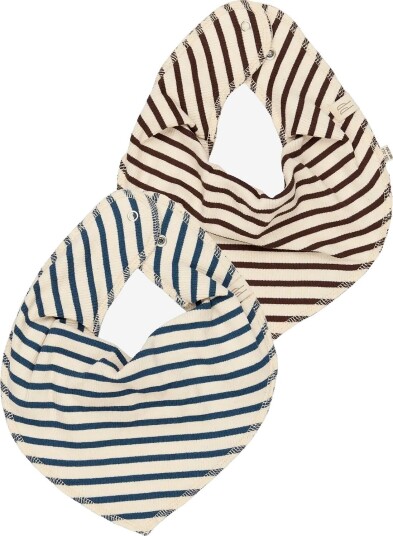 Petit Piao Ppsky Bib 2-Pack - CHESTNUT STRIPED - One Size