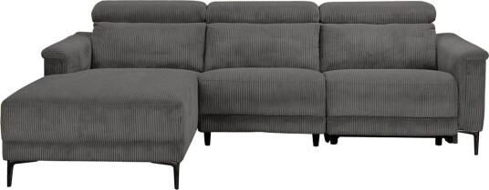 Reclinersofa med hjørne Loft24 Hjørnesofa Loft24 Lund med elektrisk recliner Grå Venstrevendt