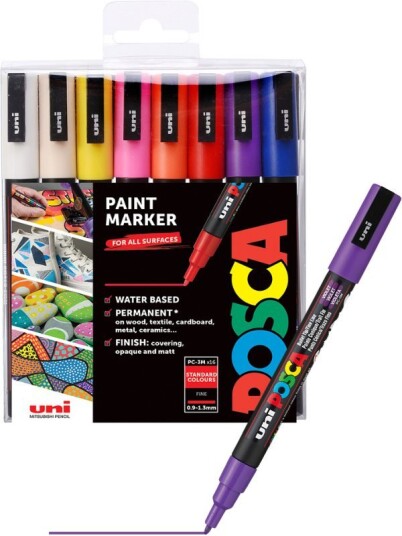 POSCA PC-3M Marker Standard 16 vannbaserte tusjer 0,9-1,3 mm