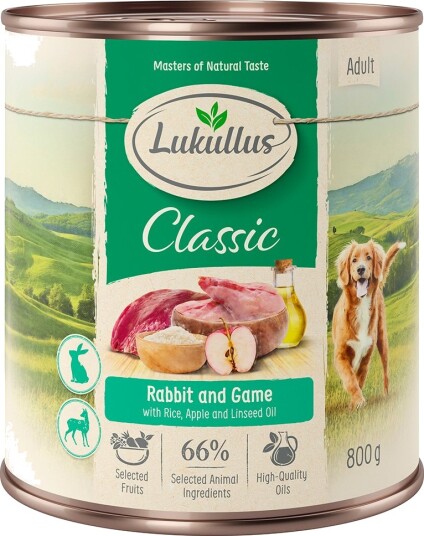 Lukullus Våtfôr Kanin Og Vilt Med Naturris Eple Og Linolje 6 X 800 G