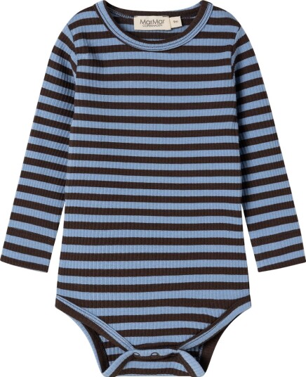 MarMar Body I/e Modal/Rib Blue Himmelen Stripe MarMar 2 år (92) Langermet Body Blå Brun Lyseblå