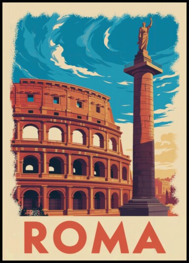Rome Colosseum Column Plakat / 100x150