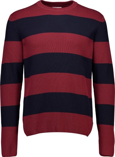 Lindbergh Rib Knitted Block Stripe O Neck Kni Burgundy XL