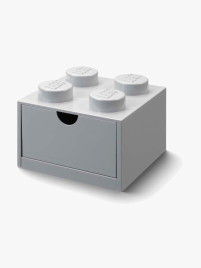 LEGO Storage Desk Drawer 4 bricks oppbevaring med 1 skuff 16 x 16 cm stone grey