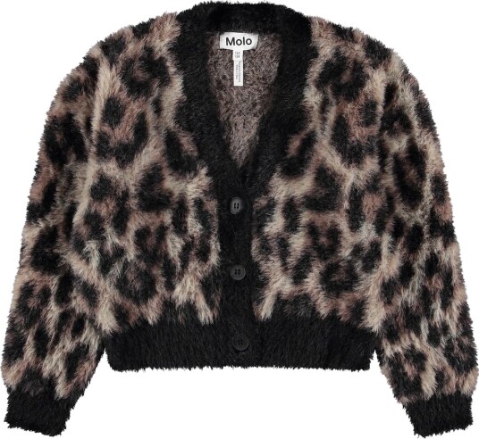 Molo Cardigan   Strikk   Gilly   Børstet Leo   Molo   9 10 år (134 140)   Cardigan Beige Brun Svart
