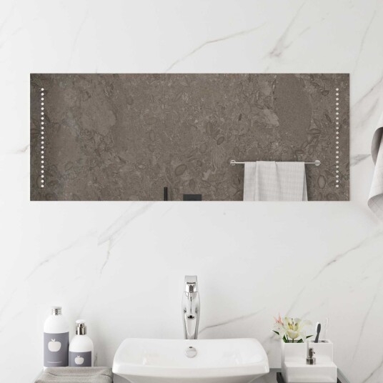 vidaXL LED Badevindu Gjennomsiktig 100 x 40 cm herdet glass