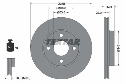 Bremseskive TEXTAR 92096203 Bremseskive TEXTAR 92096203