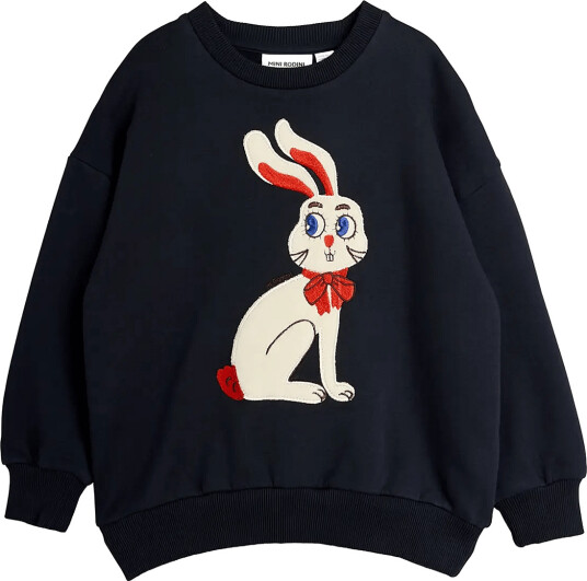 Mini Rodini Rabbit Application Sweatshirt Black 140/146