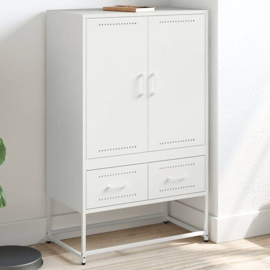 Highboard hvit 68x39x111,5 cm kaldvalset stål