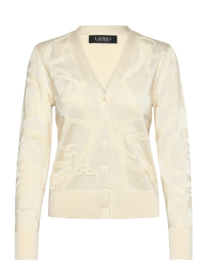 Lauren Ralph Lauren Belting-Motif V-Neck Cardigan - Cream - XS