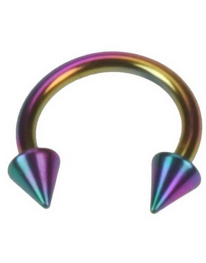 Utgått Rund Flerfarget Øyenbrynspiercing med Spike Kuler 8 x 12 mm med 3 mm kule