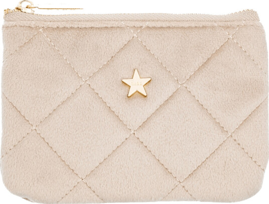 DARK Velvet Quilted Mini Pouch Dark Sand