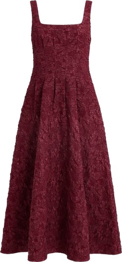 French Connection Milenda Jacquard Midi Dress   CHERRY LIQUEUR   42