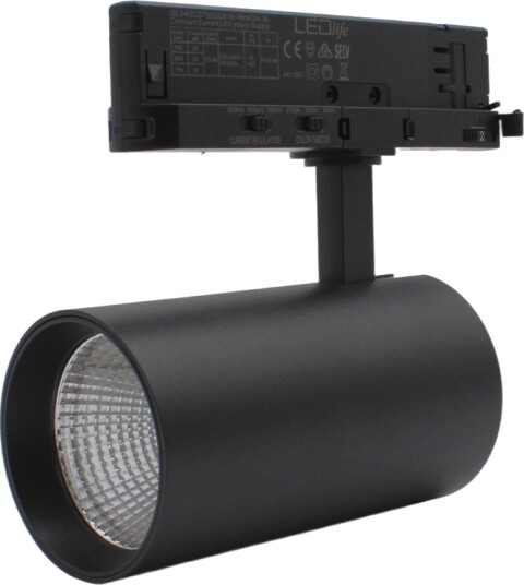 Ledlife 28W 3 faset RA90 CCT justerbar skinnespot 110lm/W sort justerbar CCT + lysstyrke flimmerfri Dimbar : Dimmer innebygd Kulør : 3 i 1 Spredning : 36°