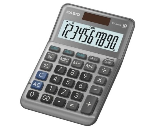 Casio Ms-100Fm, Desktop, Grunnleggende, 10 Sifre, Batteri/Solcelle, Grå Casio Ms-100Fm, Desktop, Grunnleggende, 10 Sifre, Batteri/Solcelle, Grå