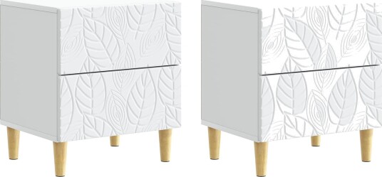  Nattbord 2 pcs Hvit 43 x 34,5 x 48 cm Konstruert tre