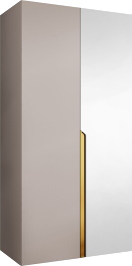 Milias Garderobeskap med speil 100x202 cm - Gull, beige