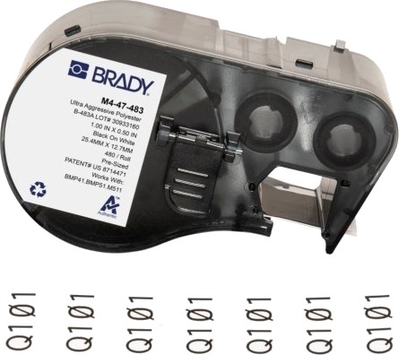 Brady M4 47 483 Sort Hvit Selvklebende Skriveretikett Polyester Trermisk Overføring Gummi Permanent