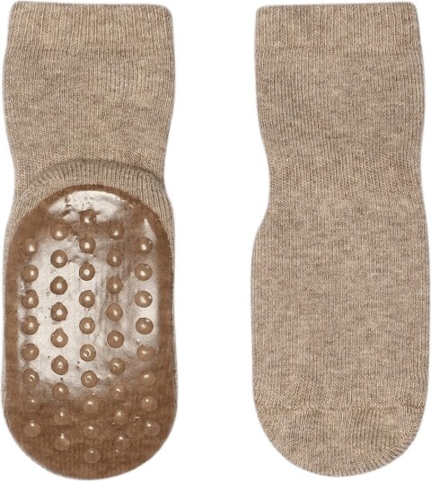 GoBabyGo Cotton Socks Anti Slip LIGHT BROWN MELANGE 27/30