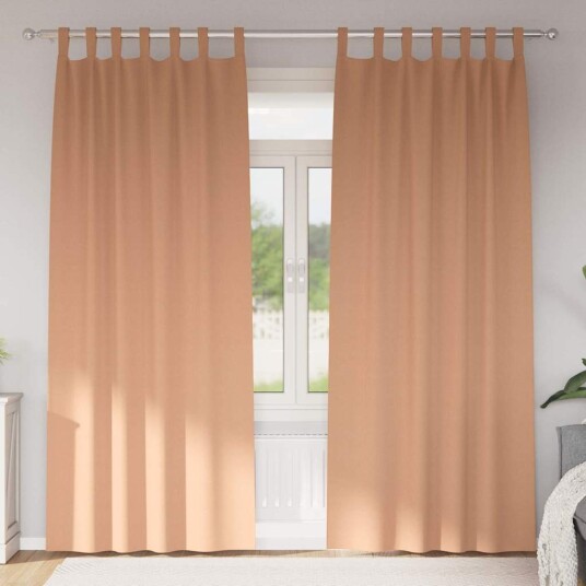  Gardiner med gardiner 2 pcs Lysebrun Polyester