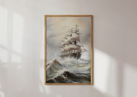 Plakat Seilskip i Storm