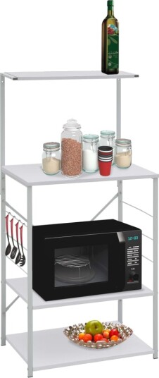 Hylle til mikrobølgeovn hvit 60x39,6x123 cm konstruert tre 288240 Hylle til mikrobølgeovn hvit 60x39,6x123 cm konstruert tre 288240