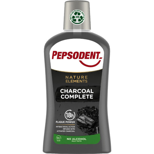 Pepsodent Munnvann Nature Elements Charcoal Complete 500 ml.