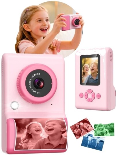 Kids Instant Print Kamera Barnekamera Med Utskrift Og 32gb Rosa