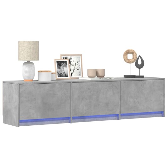 TV-benk med LED betonggrå 165x34x40 cm konstruert tre 852253