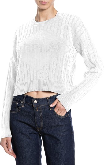Replay Relaxed Natural Component Sweater Cream XS