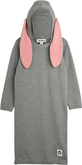 Mini Rodini Rabbit Ear Fine Knit Dress Grey 128/134