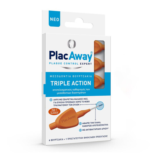 Interdentalbørster 6 pcs. PLAC AWAY Triple Action 0,45 mm ISO 1