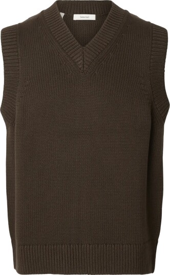 Selected Slmbraun Heavy Knit Vest Brown M