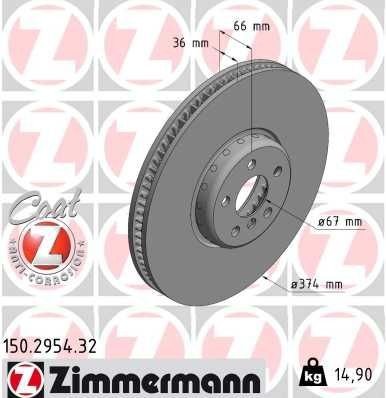 Bremseskive ZIMMERMANN 150.2954.32