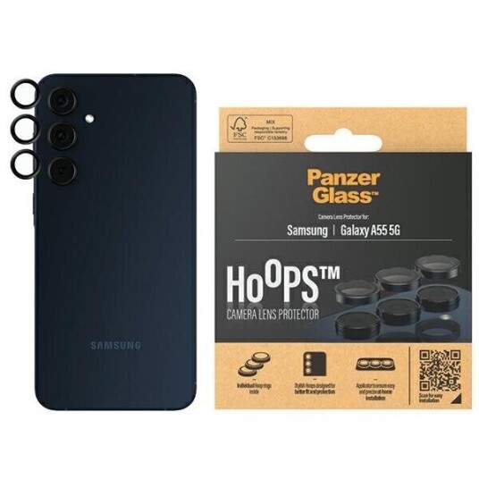 PanzerGlass Hoops Kamerabeskyttelse for Samsung Galaxy A55 - Svart PanzerGlass Hoops Kamerabeskyttelse for Samsung Galaxy A55 - Svart