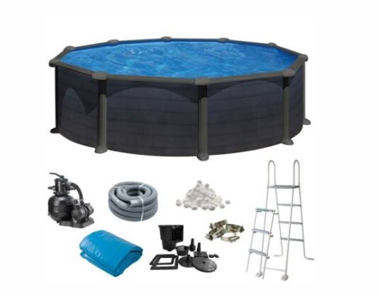 Swim & Fun basic basseng rundt Ø460 x 132 cm svart grafit KITPR458GF